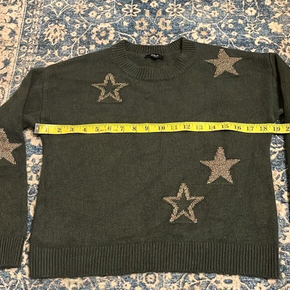 Rails Perci Olive Green Gold Stars Design Pullover Sweater Boho Contemporary - Picture 8 of 12